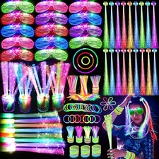148 PCS Glow in the Dark Party Supplies, 16 PCS Glow Fiber Optic Wands, 14 PC...