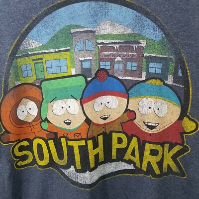 South Park Vtg 90s T-Shirt Size M/L Comedy Central Cartoon Blue