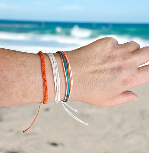 Pura Vida Style String Armbänder Wasserdicht ORANGE BEACH Festival Neu 3er Set