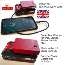 Einhell Ozito Battery USB C PD Super Fast Laptop Tablet Charger High Power 100W