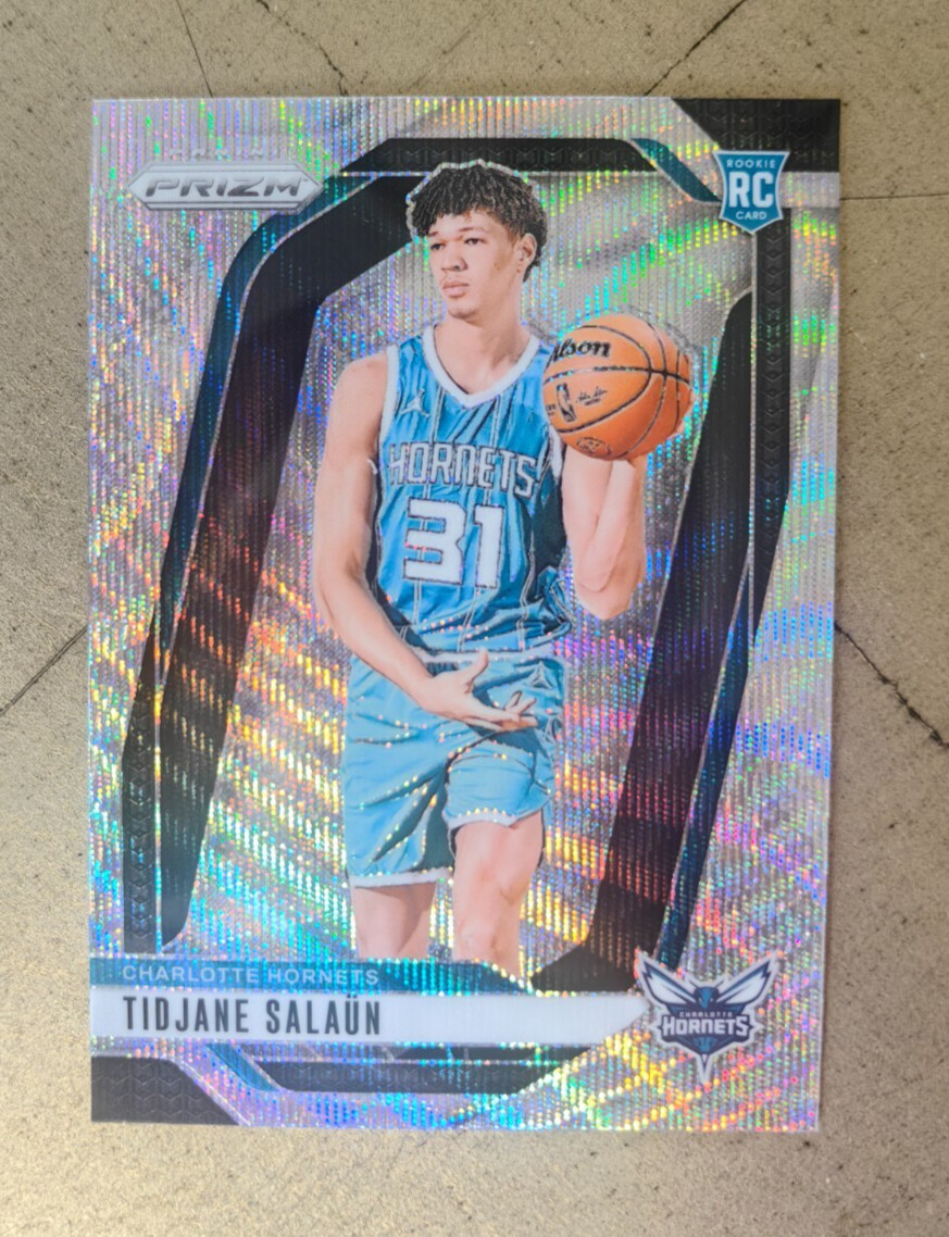 2024-25 Panini Prizm #262 Tidjane Salaun, Charlotte Hornets RC Wave Prizm