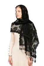 Rose Rectangular Chapel Veil Scarf Catholic Church Veils Mantilla Wrap Shawl ...