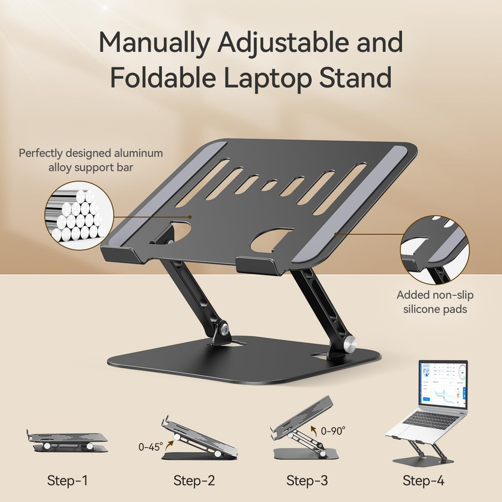 Adjustable Aluminum Ergonomic Laptop Stand for Desk
