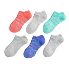 Adidas Girl's Superlite Three Stripe Life No Show Socks 6 Pack, Size M