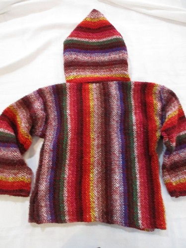 girls baja hoodie size 6 multicolored striped knitted pullover jacket pocket - Picture 4 of 5