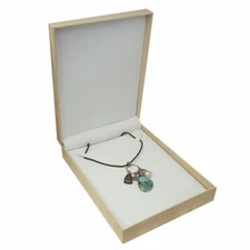 Lots of 6 Premium Burlap and Wood Jewelry Necklace Jewelry Gift Boxes