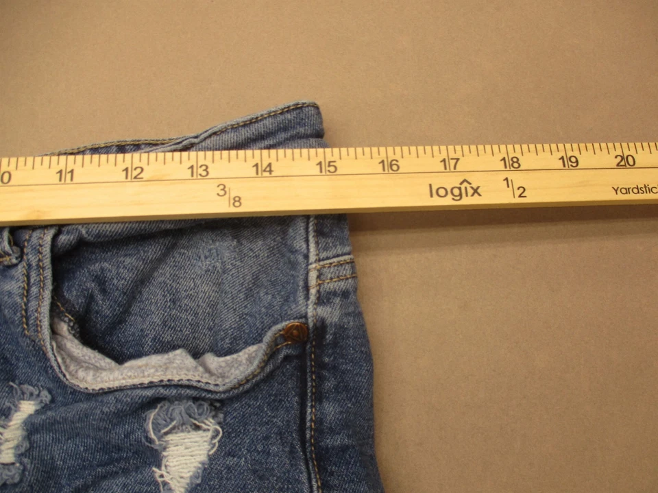 ARIYA размер 15 молодежи синий богатый хлопок смесь искусственно состаренный джинсовой ткани отрезные шорты 428 - Изображение 4 из 4