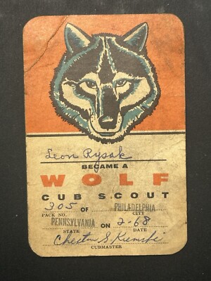 VTG 1968 BSA Cub Scout Rank Card Wolf Boy Scouts of America #4220 (Philadelphia)