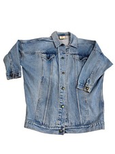 Vtg Y2K Denim Jean Jacket Express Oversized Distressed Trucker Made In USA