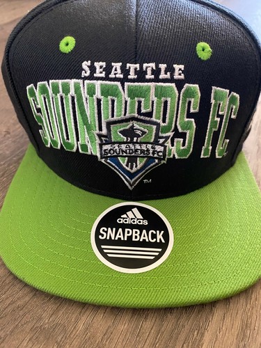 NEW adidas MLS MAJOR LEAGUE SOCCER SEATTLE SOUNDERS FC HAT CAP SNAPBACK BLK GRN - Picture 2 of 5