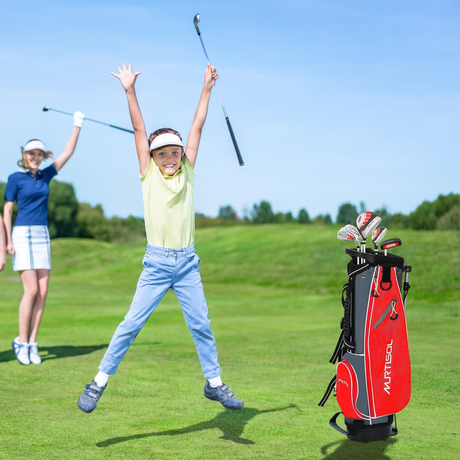 Kids Golf Club Set for Ages 5-14, Includes Stand Bag & Essential Clubs