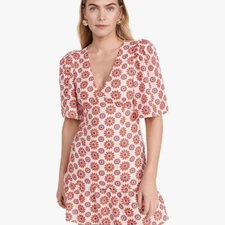 $465 NWT Rhode Mariana Linen Dress in Retro Fleur Sz 10