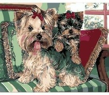 Paint By Numbers DIY Kit Dogs Sitting Couch Model 40CMx50CM Canvas