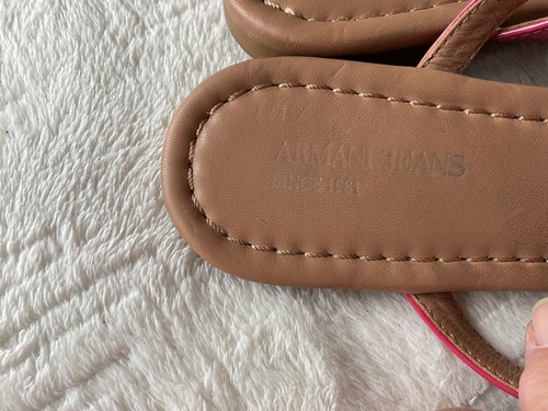 ARMANI JEANS sandalo slingback vera pelle verniciata cerise rosa punta taglia 6/39 - Foto 5 di 7