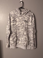 Under Armour Loose Coldgear Hoodie Sweatshirt Boys Youth Size XL Camo Gray
