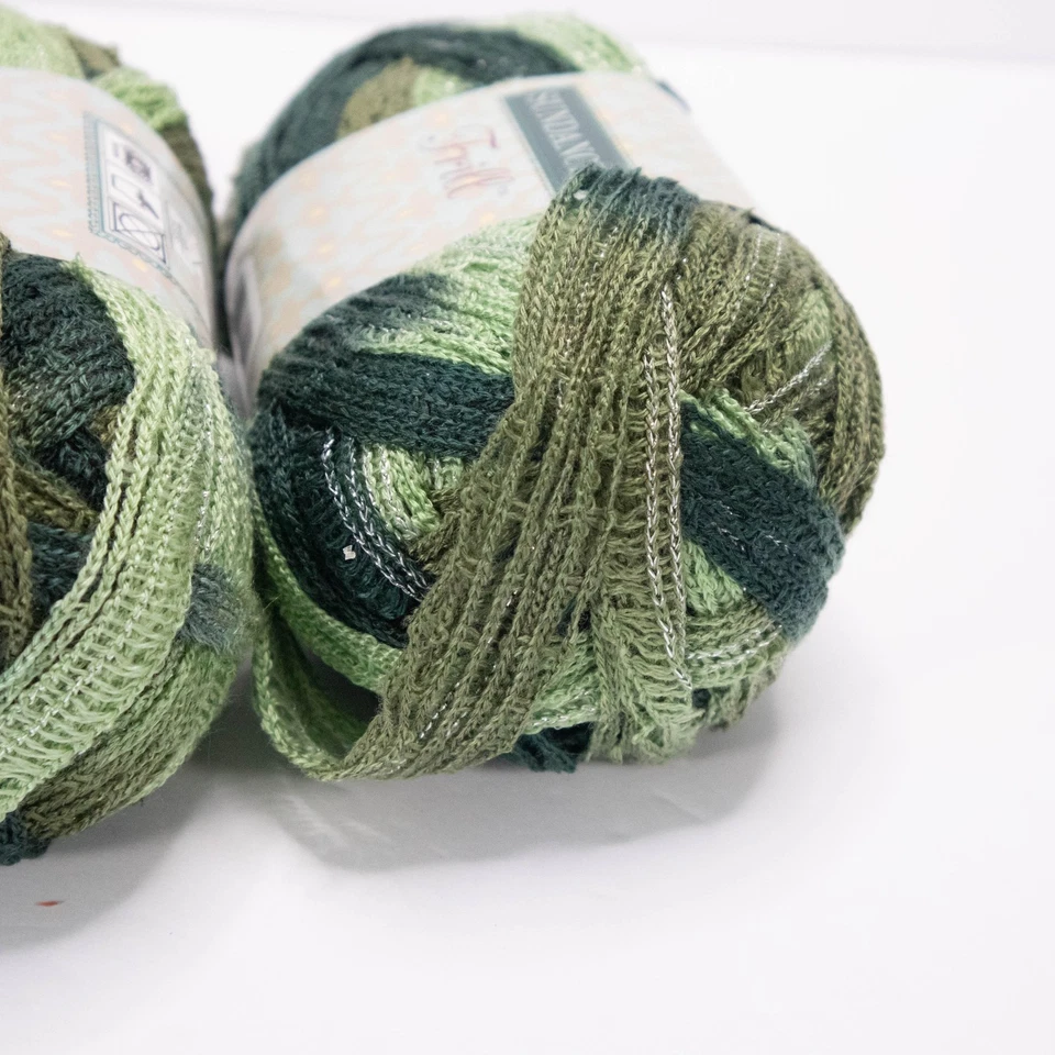 Sundance Volantes Hilo 3 Madejas Verde Mezcla Malla Bufanda Volantes Acrílico Poliéster Hágalo Usted Mismo Foto 4 de 4