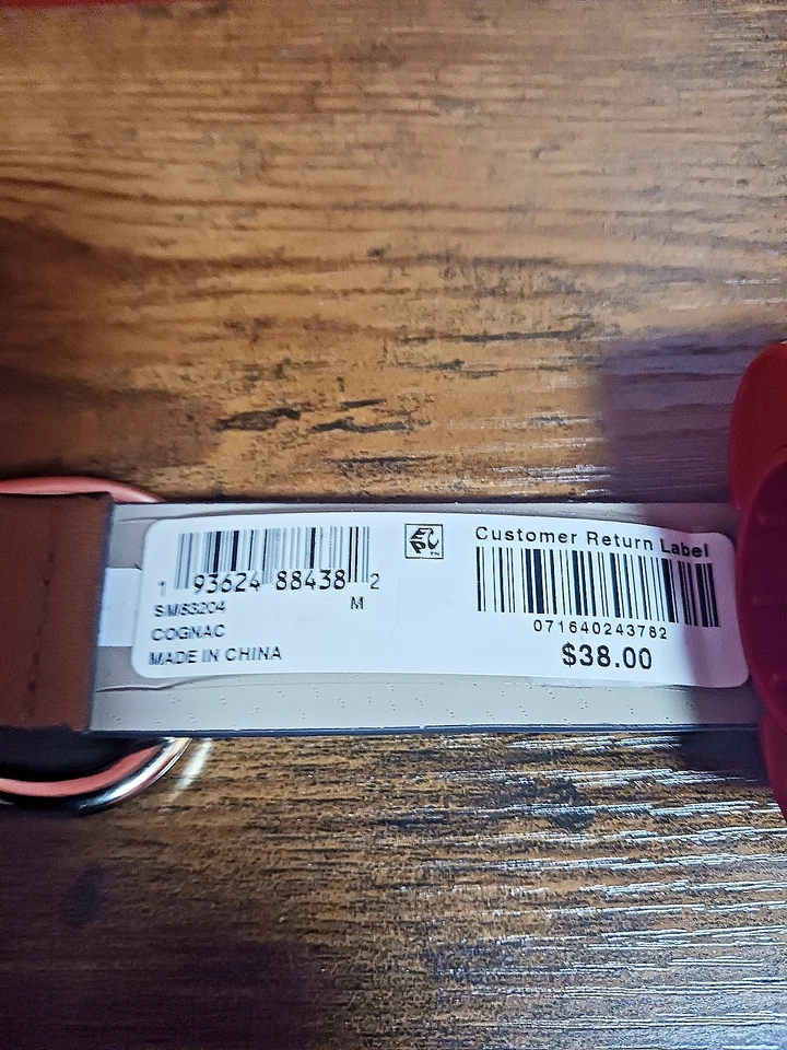 Cinturón Steve Madden Mujer Marrón Coñac Doble Hebilla Dorada con Logo, Talla Mediana Foto 4 de 4