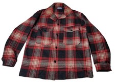Vintage 1960s Pendleton Mackinaw Cruiser Jacket Mens Medium Red Gray Black Wool