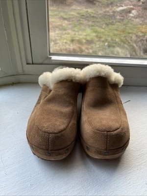 UGG Chestnut and Cream Suede Shearling Clog Ugg Oz Shearling Clog main image 3