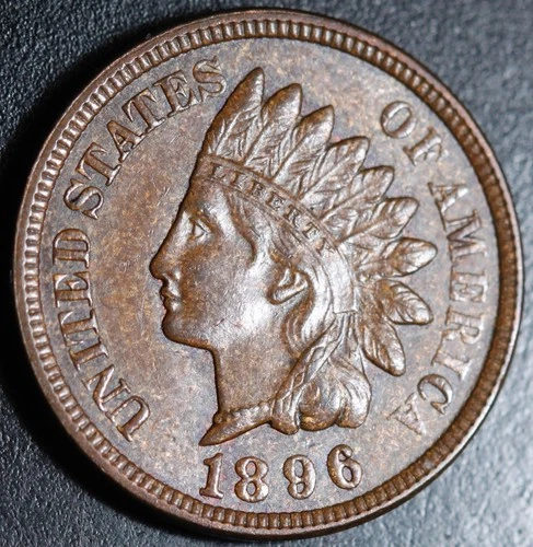 1896 INDIAN HEAD CENT - With BROWN MINT LUSTER!  AU BU UNC