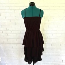 Vintage 70s black polyester layered midi dress