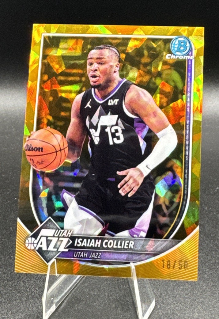 ISAIAH COLLIER 2025 BOWMAN CHROME SAPPHIRE #BCV-114 GOLD REFRACTOR /50 JAZZ