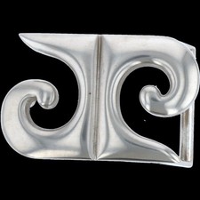 Art Deco Modernist Curvilinear Scroll Flourish Artwork Initial I 1990s Vintage