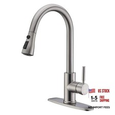 Single Handle High Arc Pull Out Kitchen Faucet,Single Brushed Nickel Classic