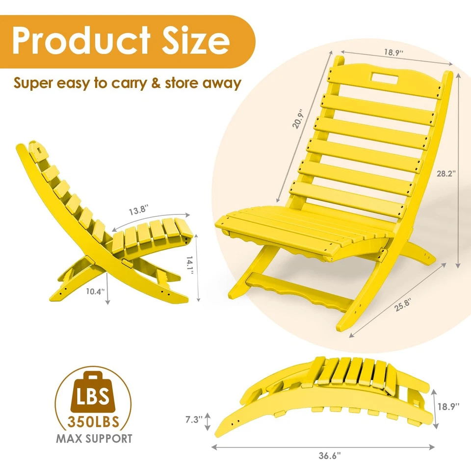 Portable Xavier-Chairs Set of 2 | Folding-Adirondack-Chair | Wave | HDPE Plas... - Изображение 2 из 4