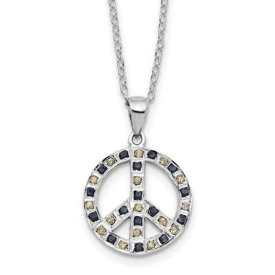 925 Sterlingsilber platiniert Diamant Mystique Peace Zeichen 18'' Halskette