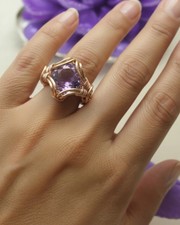 Amethyst CZ Wire Wrapped Ring Size 8-1/2 