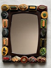 Antique Ceramic Plaster Mirror Vinage 1950 1960 Era Vautrin Lembo Argonauts