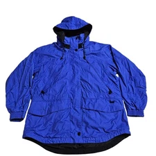 FOG Waterproof Breathable Rain Jacket Hooded Outdoor Coat Blue Large