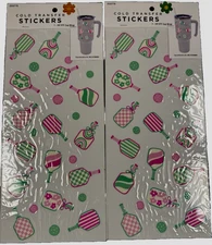 Pickleball Sport Stickers Cup Wrap 2 Sheets Crafts Designer Pink-Green Party