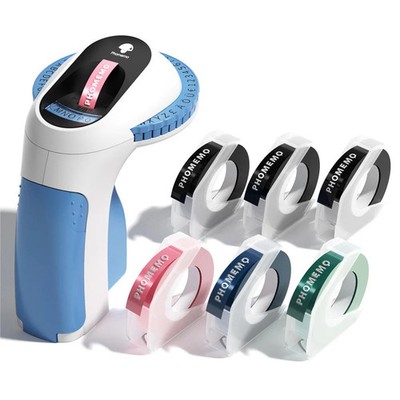 PHOMEMO E975 Embossing Label Maker Handheld Embossed Label Machine with 6 Rolls