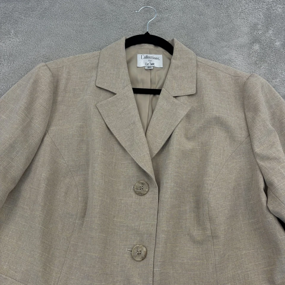 Colecciones para Le Suit Blazer Mujer 18W Beige Tostado Tres Botones Carrera Oficina Foto 3 de 4
