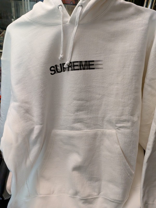 Supreme SS23 Motion Logo Hooded Sweatshirt Hoodie Heather Grey Men's Size M Med