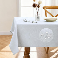 Rectangle Linen Tablecloth Waterproof Stain Resistant, Wrinkle-Free Table Clot