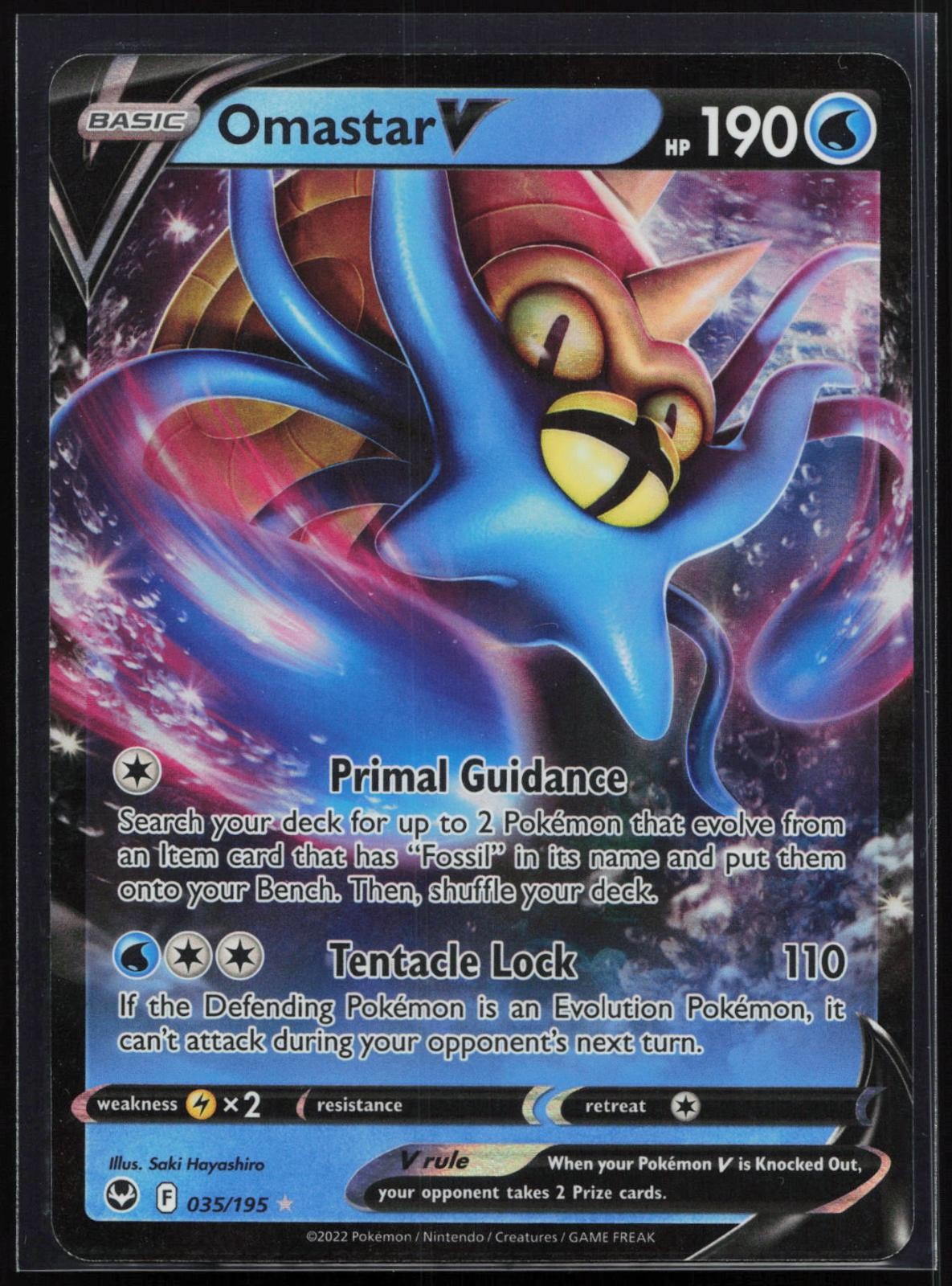 Omastar V 035/195 Holo V Rare Silver Tempest Pokemon NM