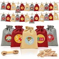 Adventskalender Stoffbeutel 24 Weihnachtskalender Zum BefüLlen 18X13Cm