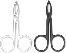 2 Piece Scissor Handle Straight Tip Eyebrow Tweezers for Hair Removal