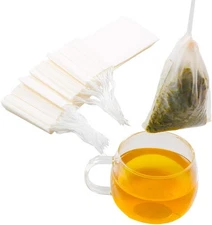 Disposable tea filter bags with drawstring, 100pcs (3.15x3.94 inch)
