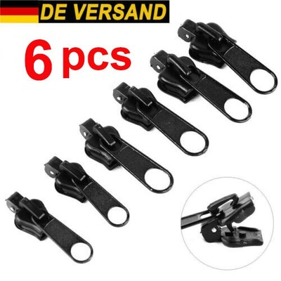 6x Universal Reißverschluss Reparatur Set Zipper Schieber Repair Ersatz Head DE