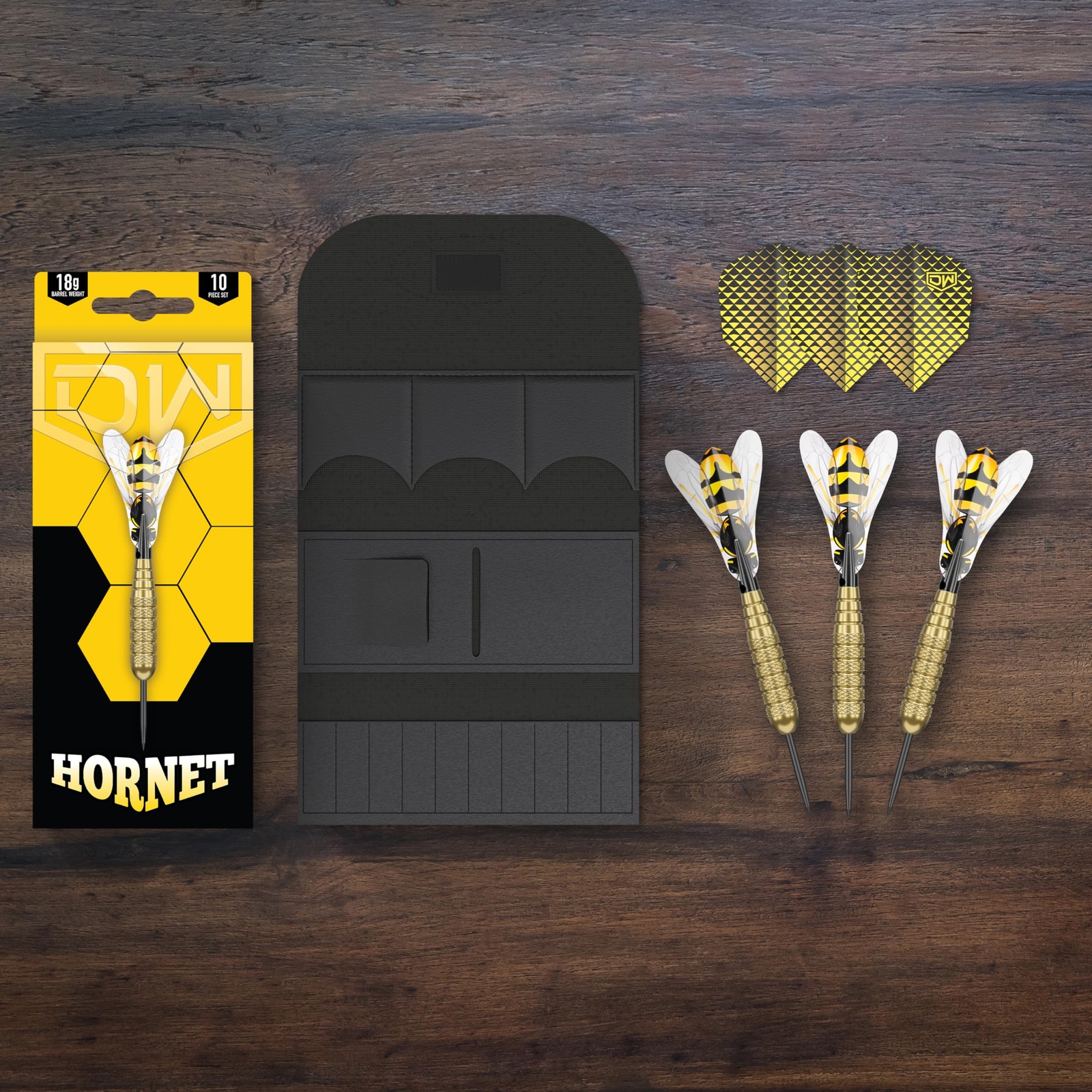Hornet Brass Metal Tip Darts, 18G | Steel Tip Dart Set with Spare Flights and...