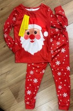 Kids Unisex Santa Snowflakes Red Pajamas Size 5Y NWT