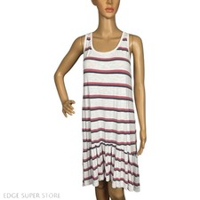Anthropologie Sundry Striped White Red Cotton Scoop Neck Sleeveless Dress Size 3