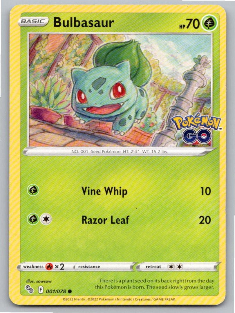 2022 POKEMON BULBASAUR POKEMON GO 001/078 C NM A81018 FREE S&H