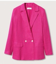 Mango Women 's Linen pink linen blend blazer. Size Small