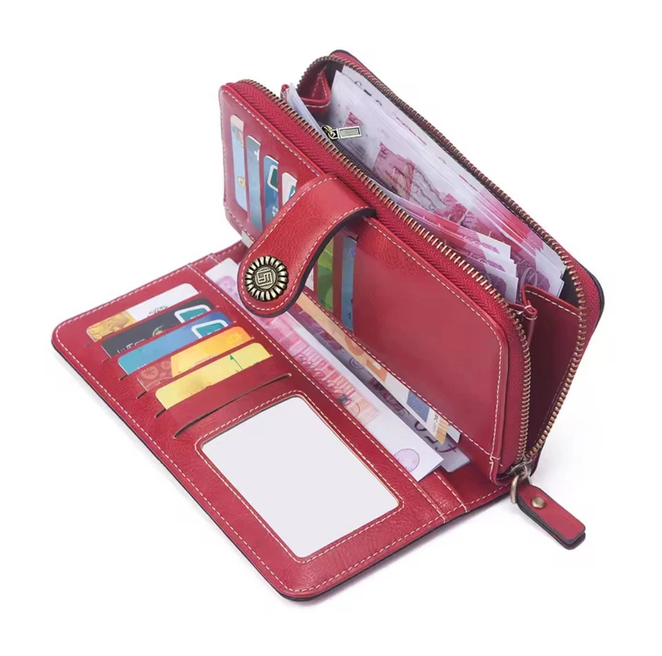 Damen Clutch Geldbörse mit Handyfach Leder Geldbeutel Handtasche Portemonnaie - Bild 2 von 4