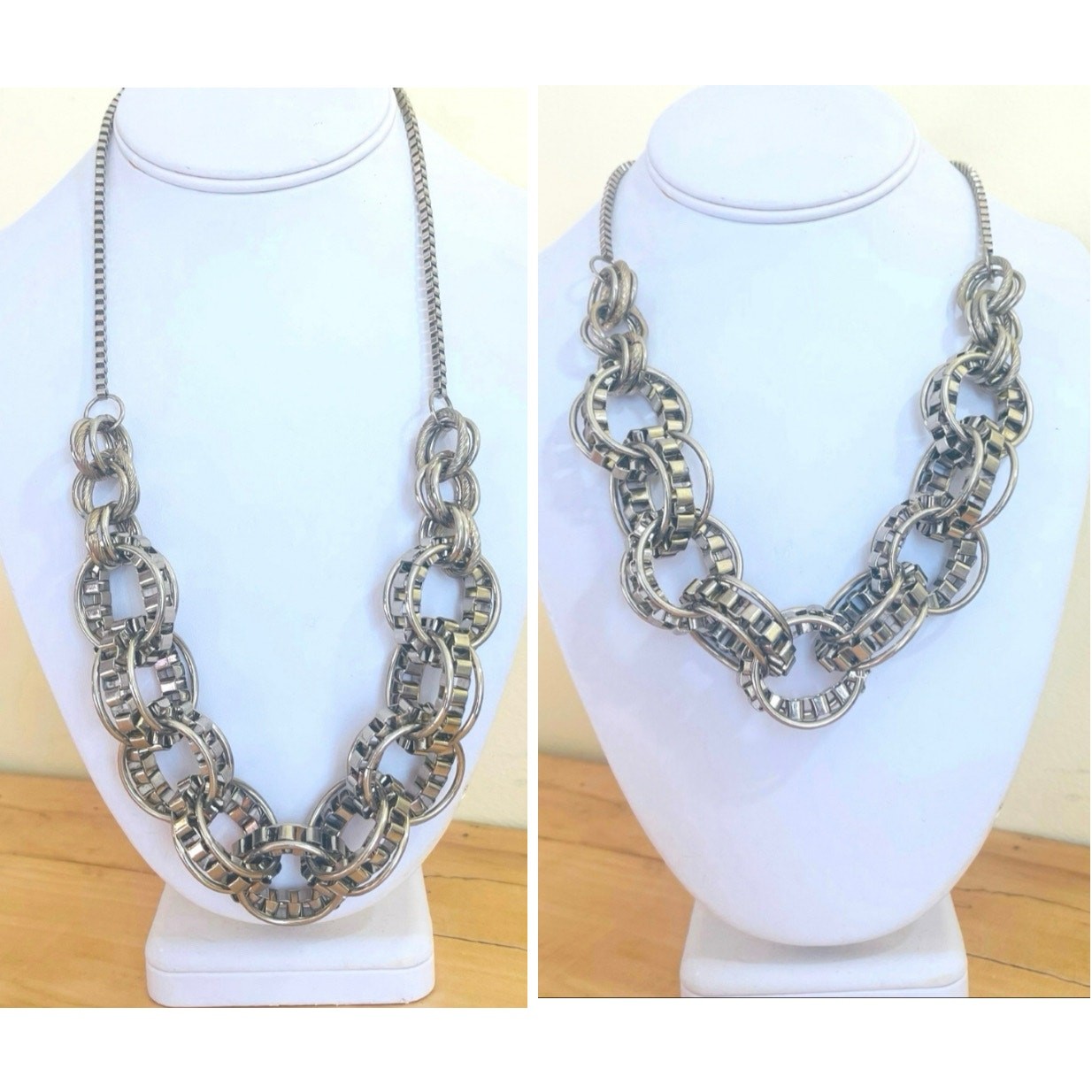 Necklace Statement Interlocking Link Chainmail Ch… - image 1